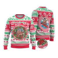 Custom Photo Polynesian Christmas Knitted Sweatshirt - Polynesian Pride