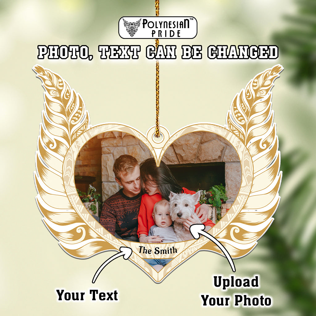 Custom Photo Christmas New Zealand Silver Fern Heart Ceramic Ornament