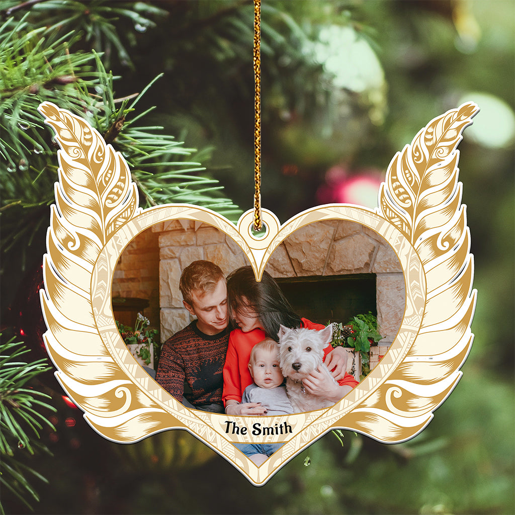 Custom Photo Christmas New Zealand Silver Fern Heart Ceramic Ornament