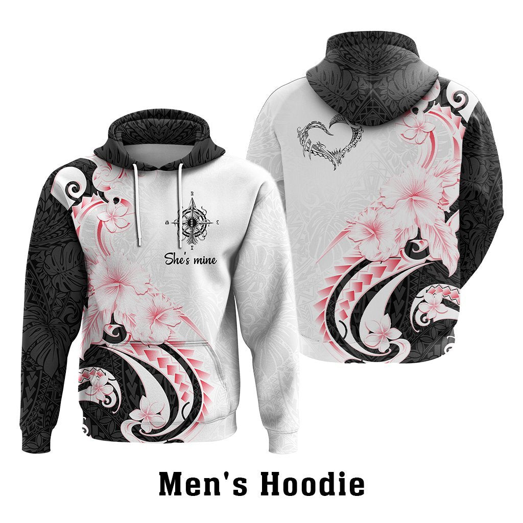 Custom Polynesian Couple National Spouses Day Hoodie Compass Hibiscus Flowers CTM05 - Polynesian Pride