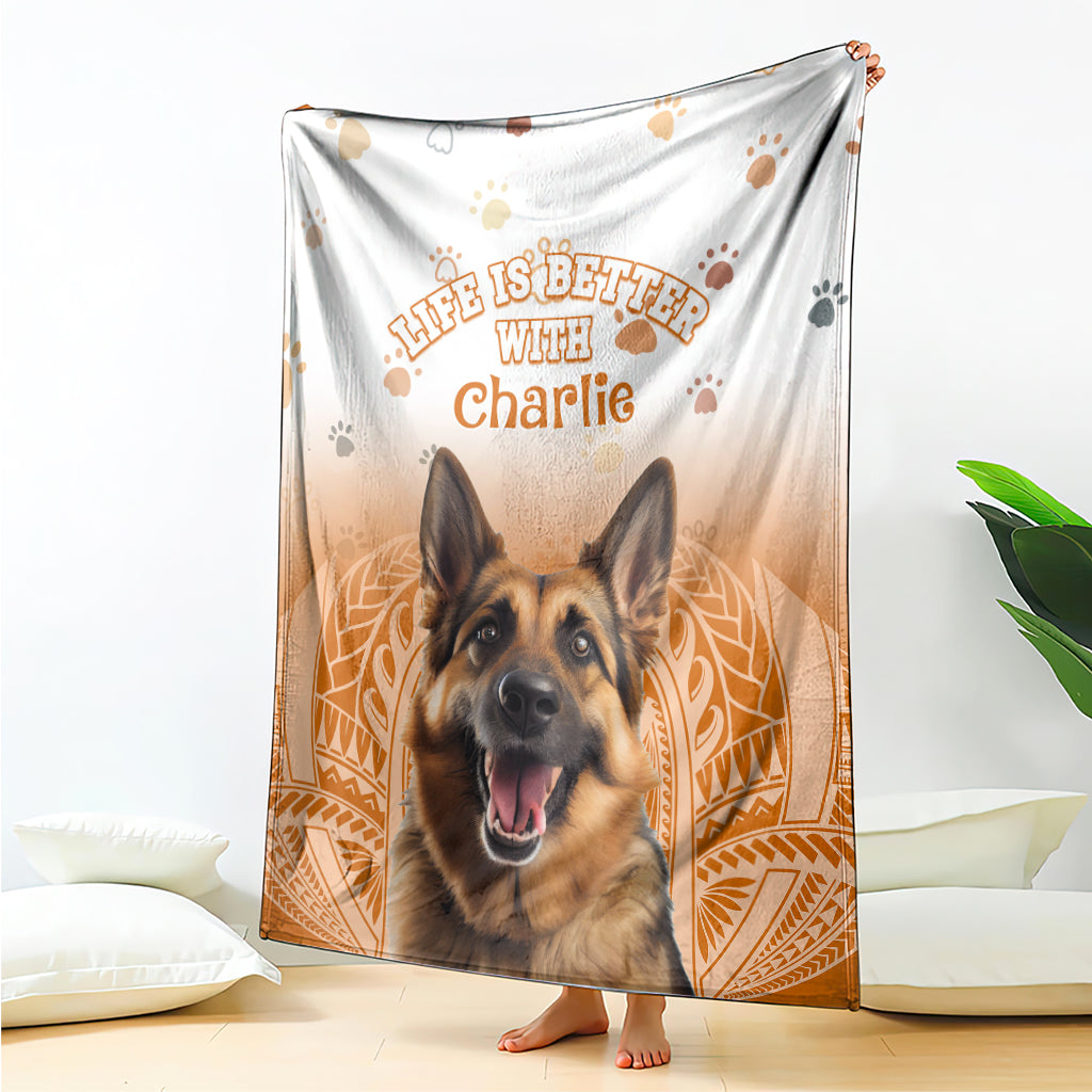 Custom Pet Photo Life Is Better With - National Pet Day Blanket Polynesian Pattern