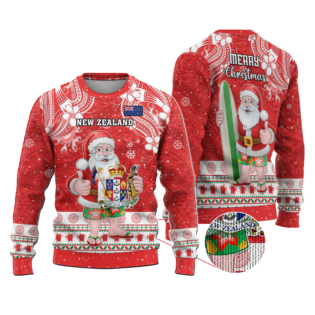 Custom Polynesian Countries Christmas Knitted Sweatshirt Santa Coat Of Arms - Polynesian Pride