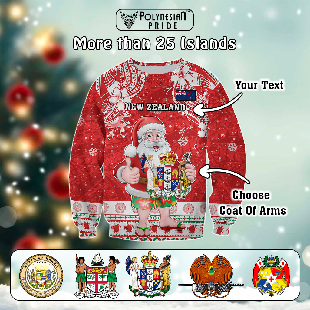 Custom Polynesian Countries Christmas Sweatshirt Santa Coat Of Arms - Polynesian Pride
