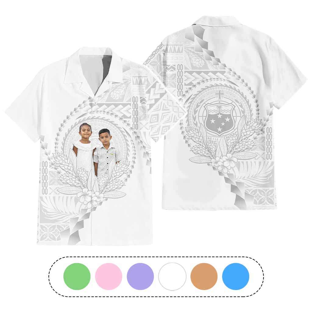 Custom Photo Samoa White Sunday Hawaiian Shirt Lotu Tamaiti Teuila With Samoan Siapo CTM05 Multicolor - Polynesian Pride