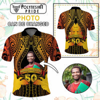 Custom Photo Papua New Guinea Independence Day Polo Shirt 50th Anniversary - Polynesian Pride