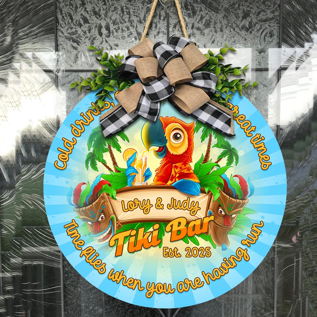 Custom Tiki Bar Hanging Door Sign Tropical Vibe