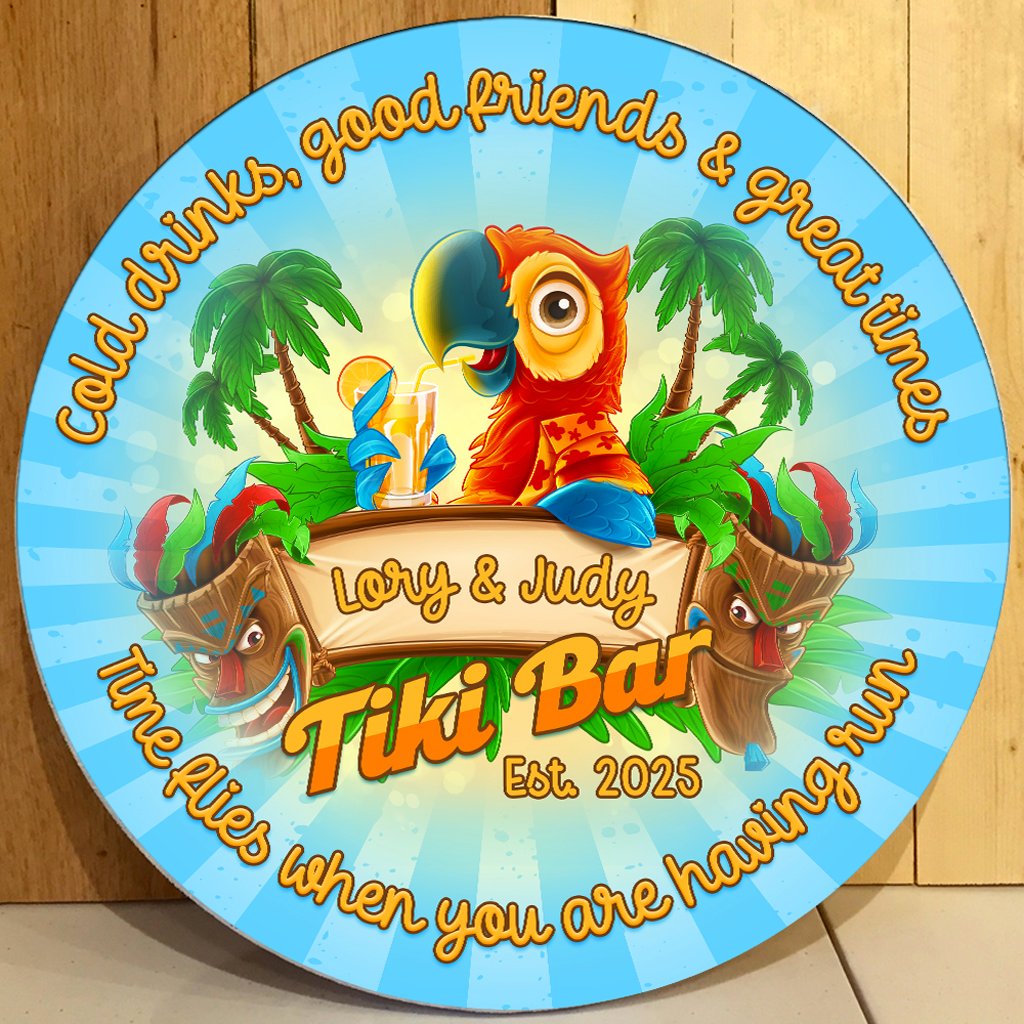 Custom Tiki Bar Hanging Door Sign Tropical Vibe