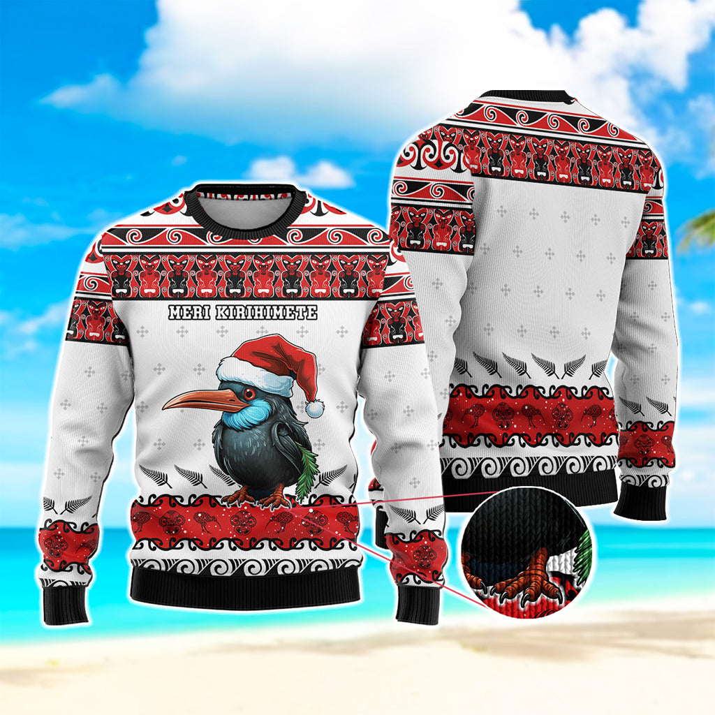 Custom Christmas New Zealand Symbols Knitted Sweatshirt Maori Pattern