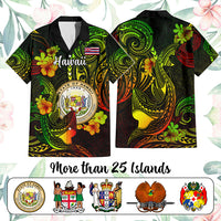 Custom Polynesian Countries Hawaiian Shirt Coat Of Arms Polynesian Tribal Tattoo Shark