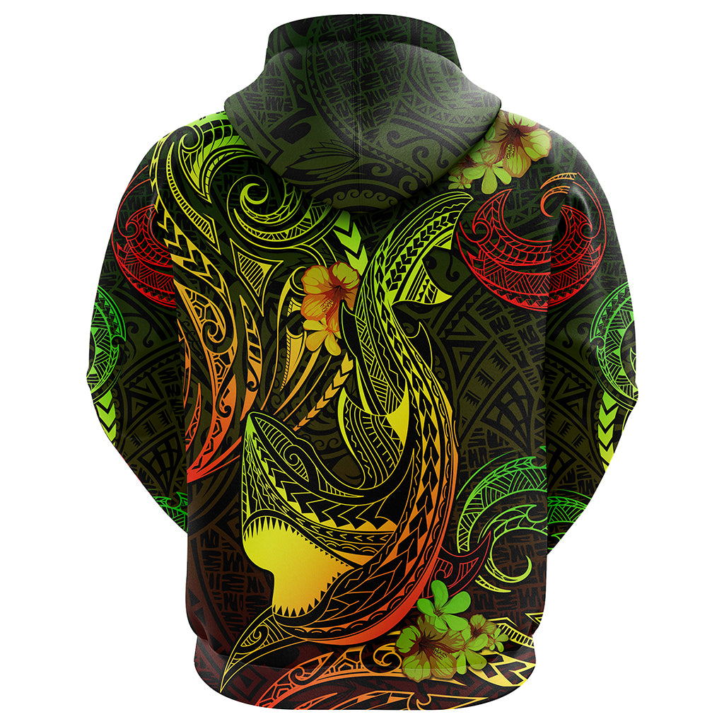 Custom Polynesian Countries Hoodie Coat Of Arms Polynesian Tribal Tattoo Shark