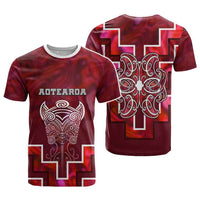 Custom New Zealand Aotearoa Iwi T shirt Maori Tiki With Poutama Motifs CTM05 - Polynesian Pride