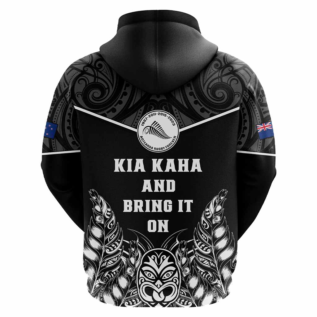 Custom Photo New Zealand Fern Rugby Hoodie Maori Pattern