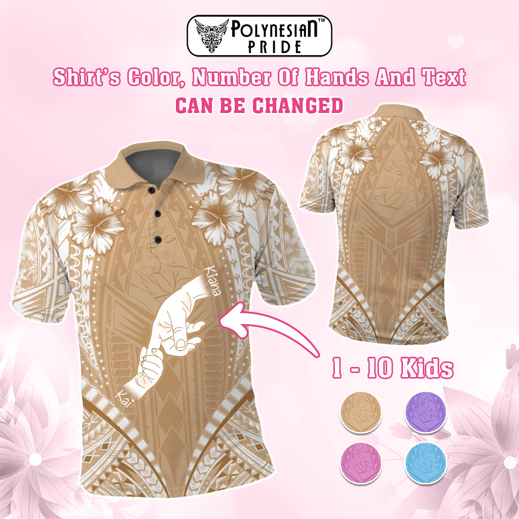 Custom Hand Holding Mother's Day Polo Shirt Polynesian Style - Polynesian Pride