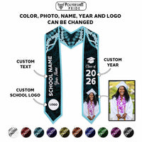 Custom Photo Hawaii Grad Name And Year Graduation Stole Polynesian Pattern With Leis