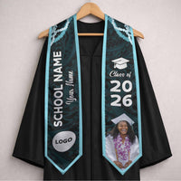Custom Photo Hawaii Grad Name And Year Graduation Stole Polynesian Pattern With Leis