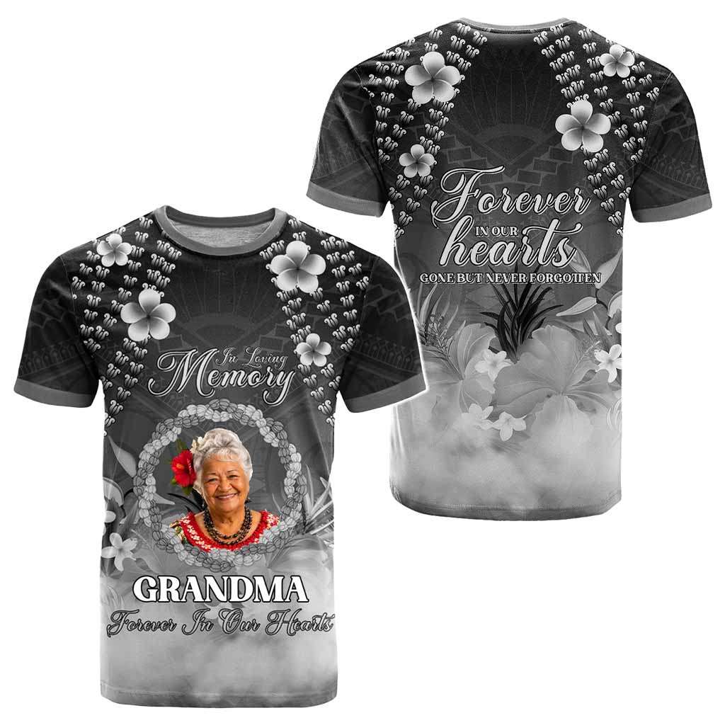 Custom Photo In Loving Memory Memorial T shirt Hawaiian Lei With Plumeria CTM05 - Polynesian Pride