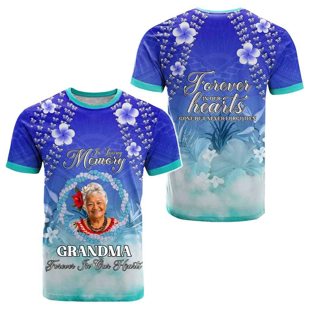 Custom Photo In Loving Memory Memorial T shirt Hawaiian Lei With Plumeria CTM05 - Polynesian Pride
