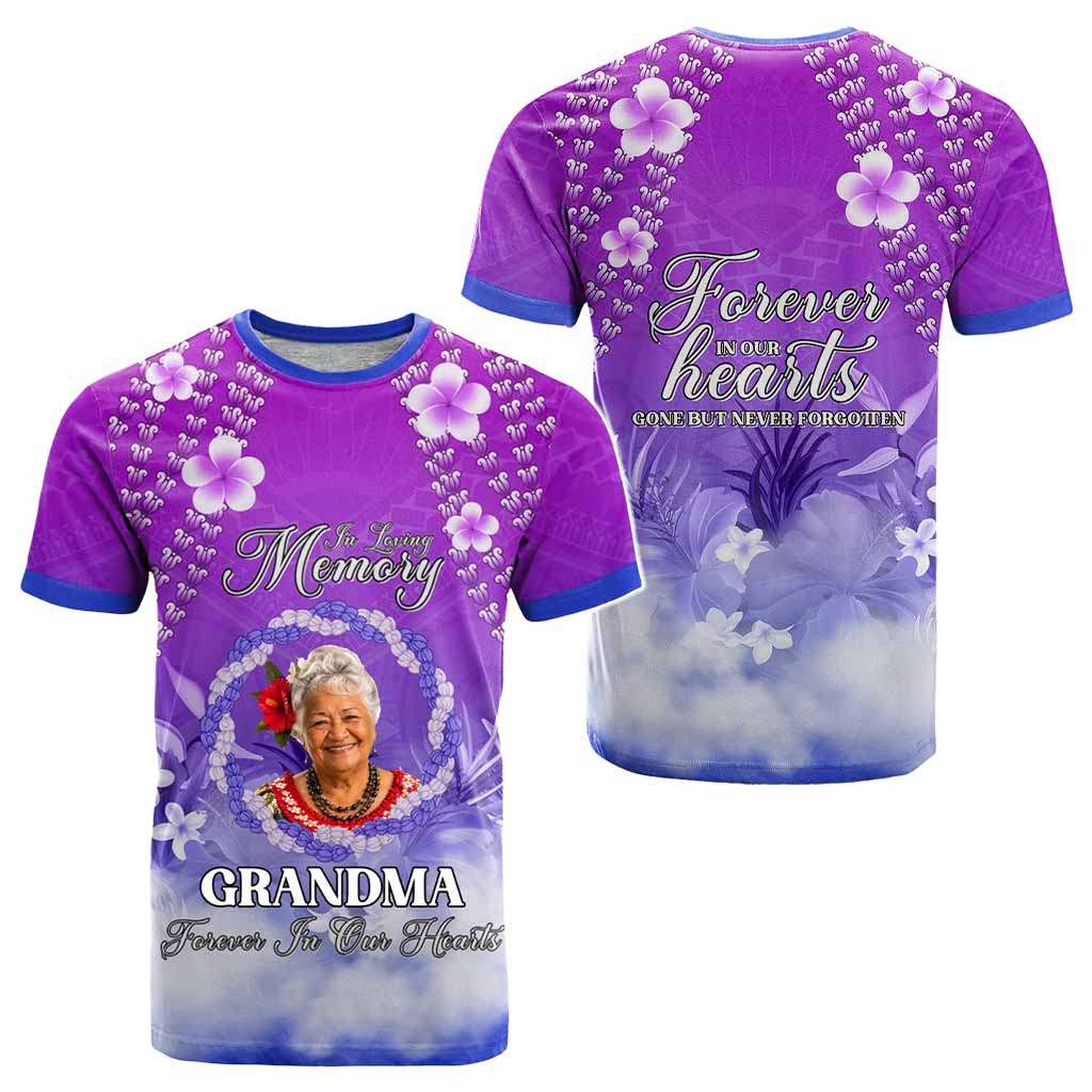 Custom Photo In Loving Memory Memorial T shirt Hawaiian Lei With Plumeria CTM05 - Polynesian Pride