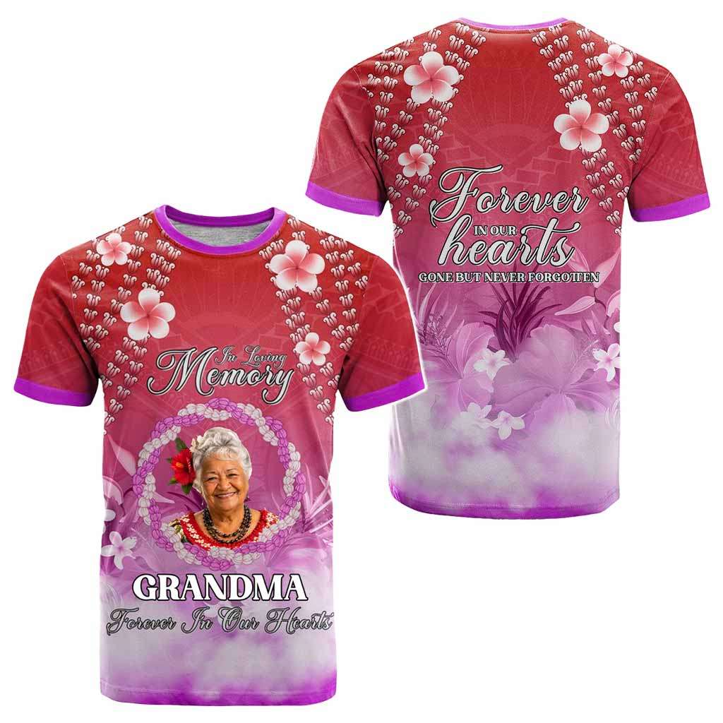 Custom Photo In Loving Memory Memorial T shirt Hawaiian Lei With Plumeria CTM05 - Polynesian Pride