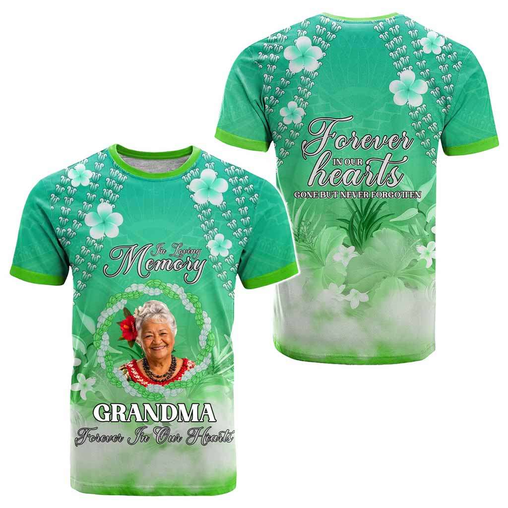 Custom Photo In Loving Memory Memorial T shirt Hawaiian Lei With Plumeria CTM05 - Polynesian Pride