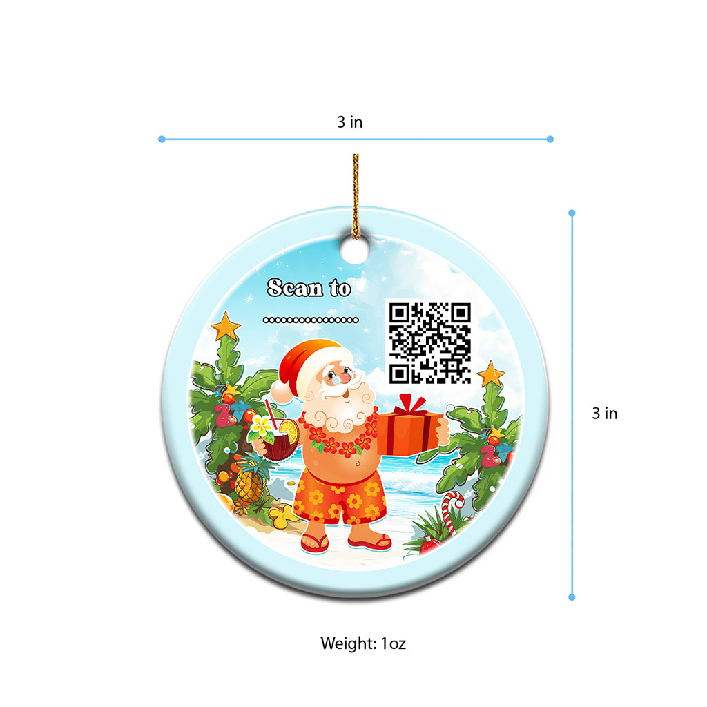 Custom Photo QR Code Polynesia Christmas Ceramic Ornament