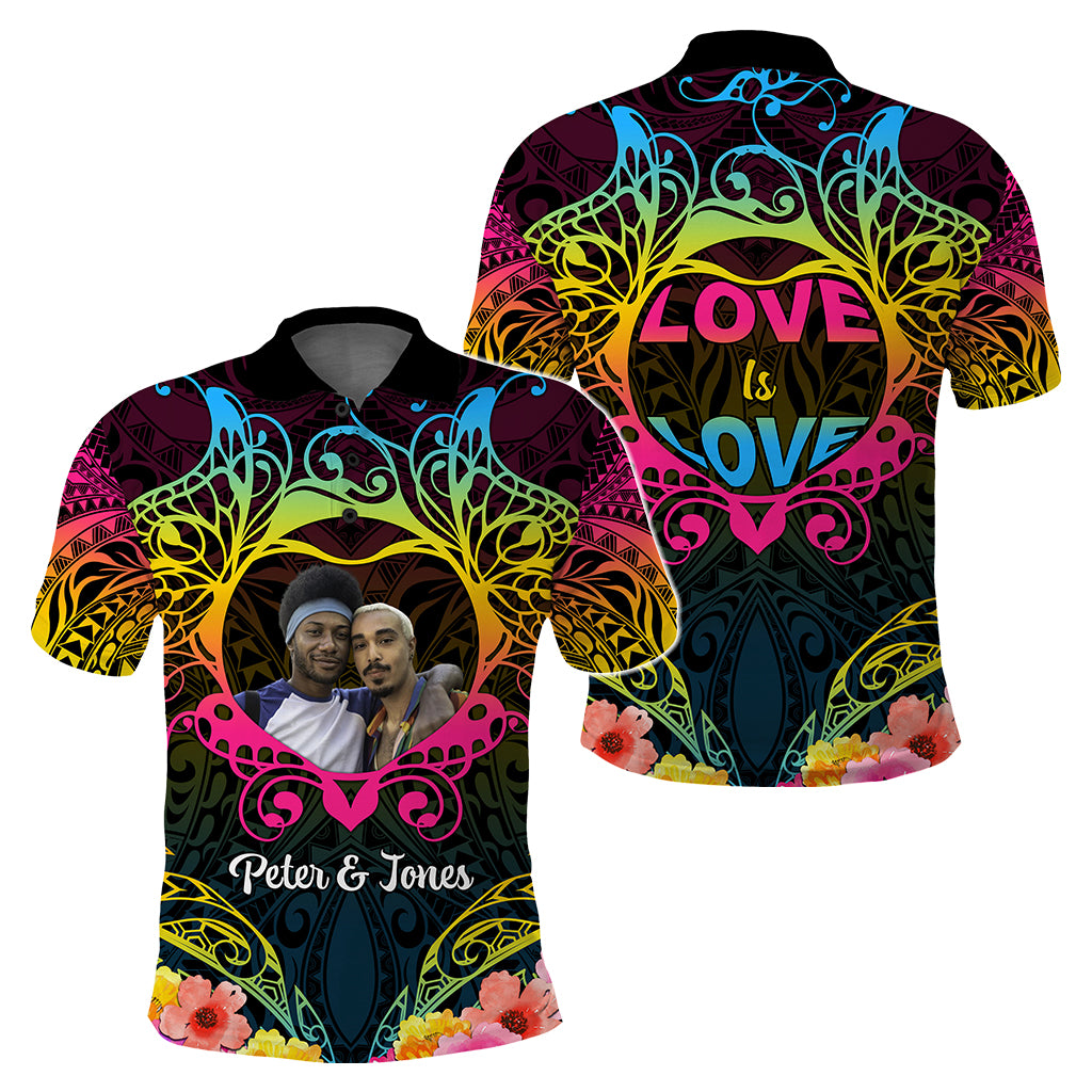 Custom Photo Happy Pansexual Pride Day Polo Shirt Love Is Love Polynesian Style