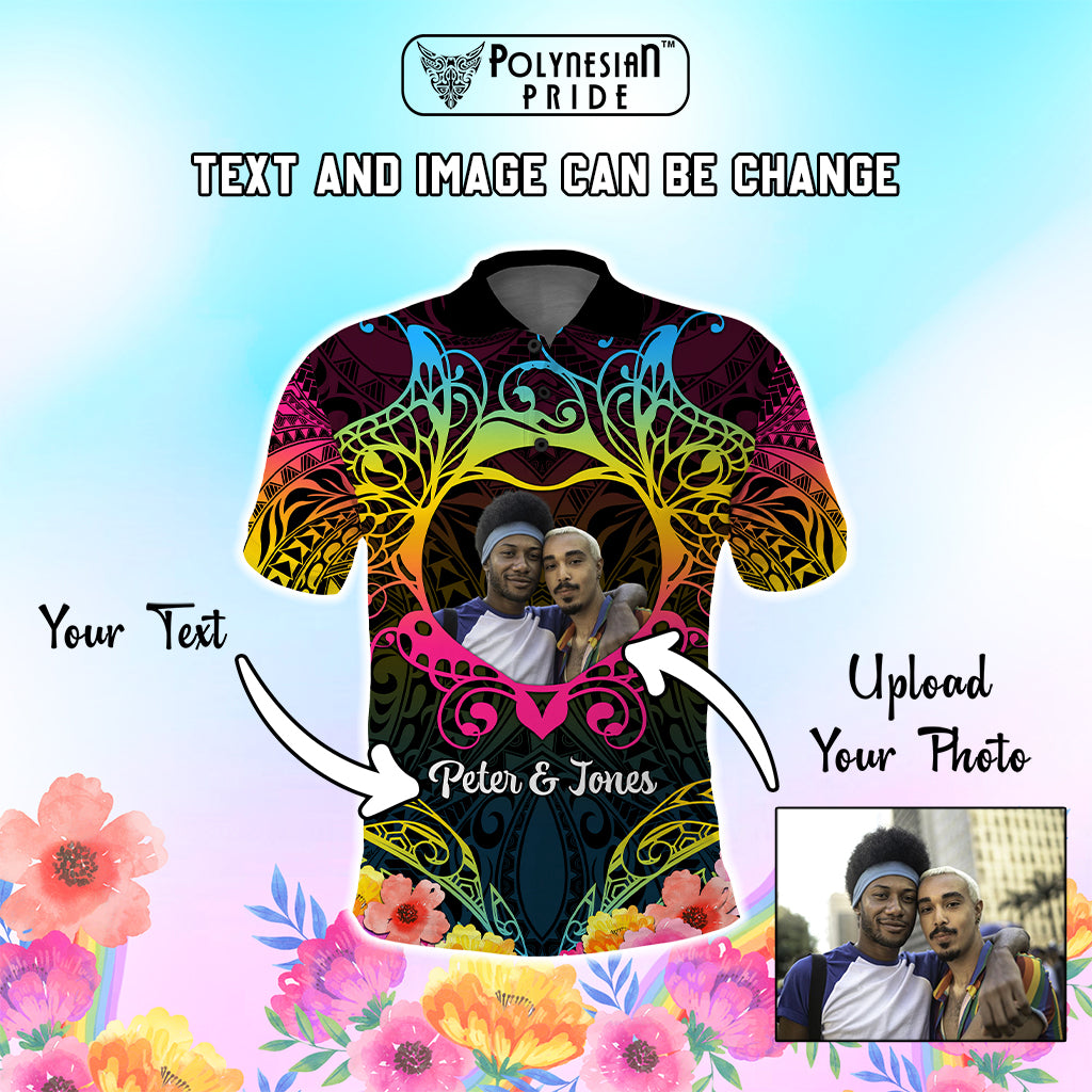 Custom Photo Happy Pansexual Pride Day Polo Shirt Love Is Love Polynesian Style