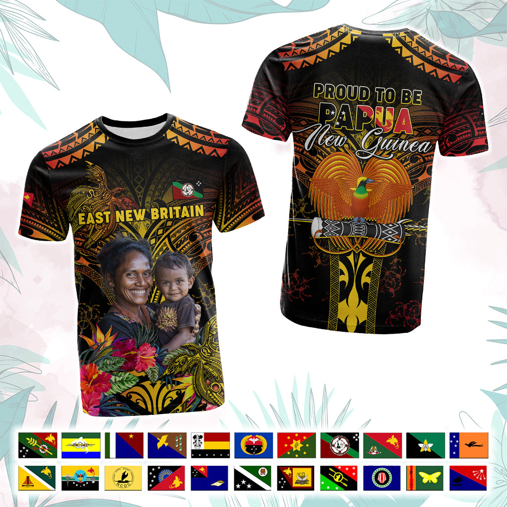 Custom Photo Papua New Guinea Provinces T Shirt Symbol Flag Sepik Blue Orchid Motifs CTM05