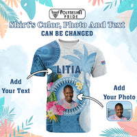 Custom Photo Fiji T Shirt Polynesian Palm Tree Fijian Tapa Pattern - Polynesian Pride