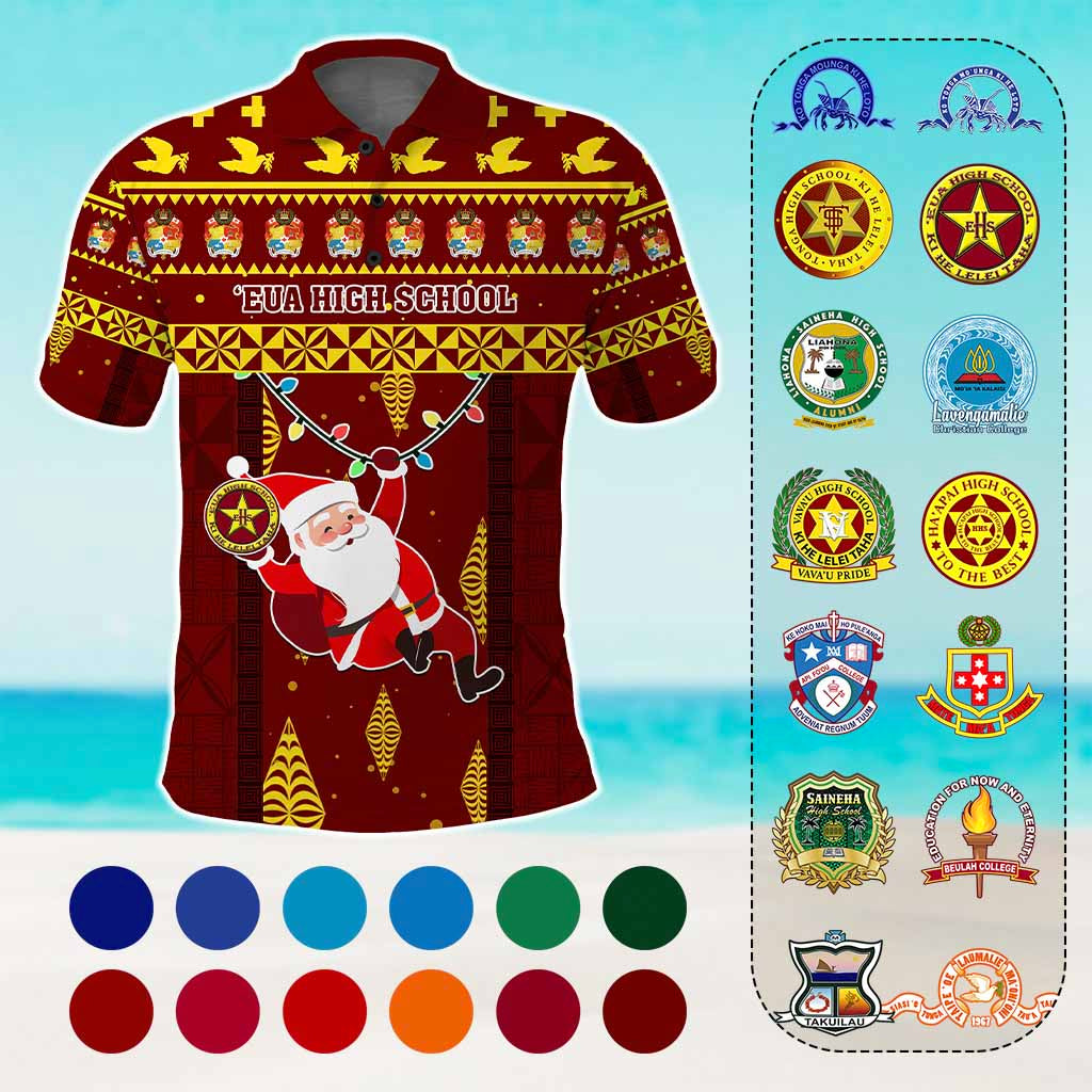 Custom Christmas Tonga Schools Polo Shirt Santa Claus Logo