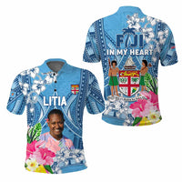 Custom Photo Love Fiji Polo Shirt Fiji In My Heart Tapa Pattern CTM05
