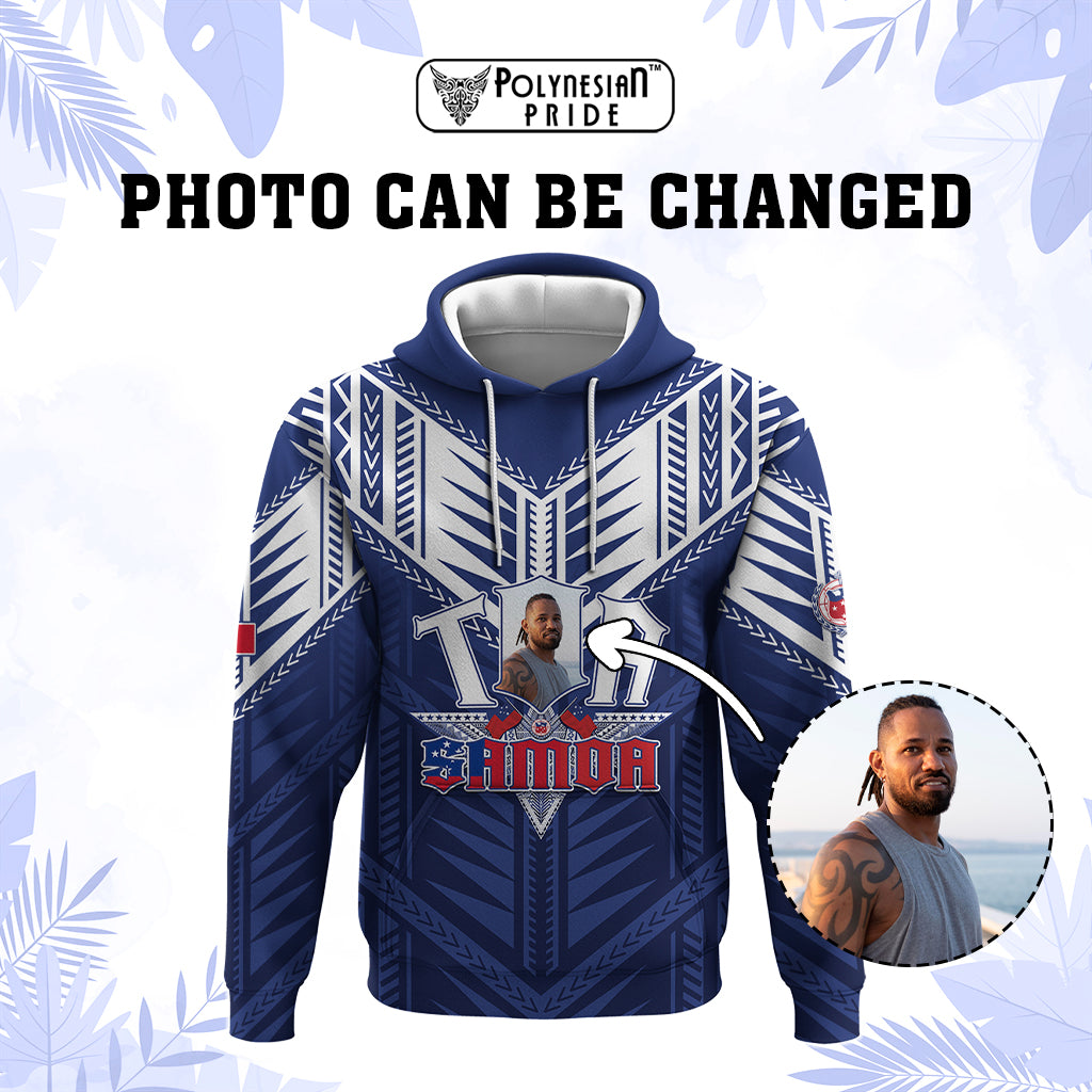 Custom Photo Toa Samoa Rugby Hoodie Samoan Pride With Tribal Pattern CTM05 - Polynesian Pride