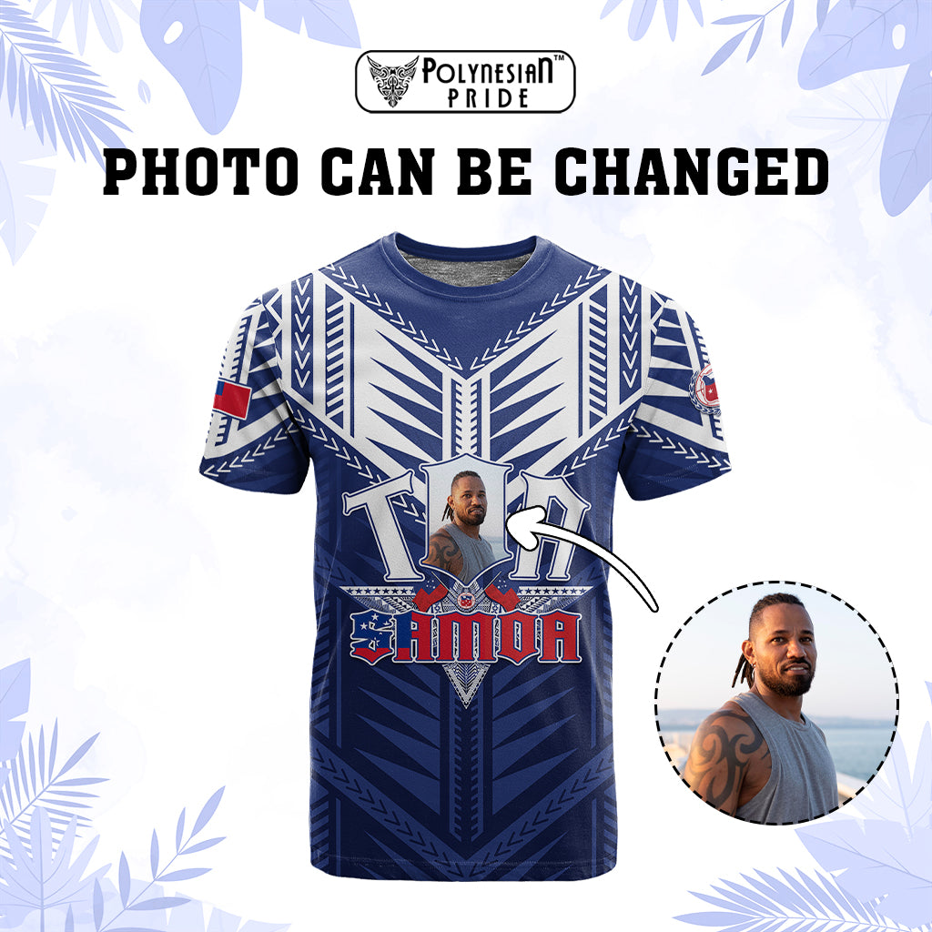 Custom Photo Toa Samoa Rugby T shirt Samoan Pride With Tribal Pattern CTM05 - Polynesian Pride