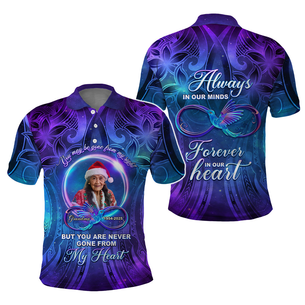 Custom Photo Memorial Polo Shirt You Are Never Gone From My Heart Polynesian Tribal Pattern CTM05 - Polynesian Pride