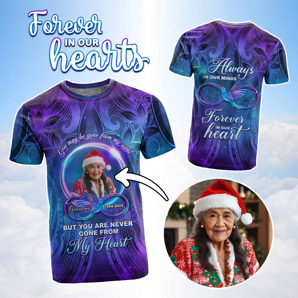 Custom Photo Memorial T shirt You Are Never Gone From My Heart Polynesian Tribal Pattern CTM05 Galaxy - Polynesian Pride
