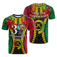 Custom Photo Vanuatu Independence Day T Shirt Pig Tusk Polynesian Pattern