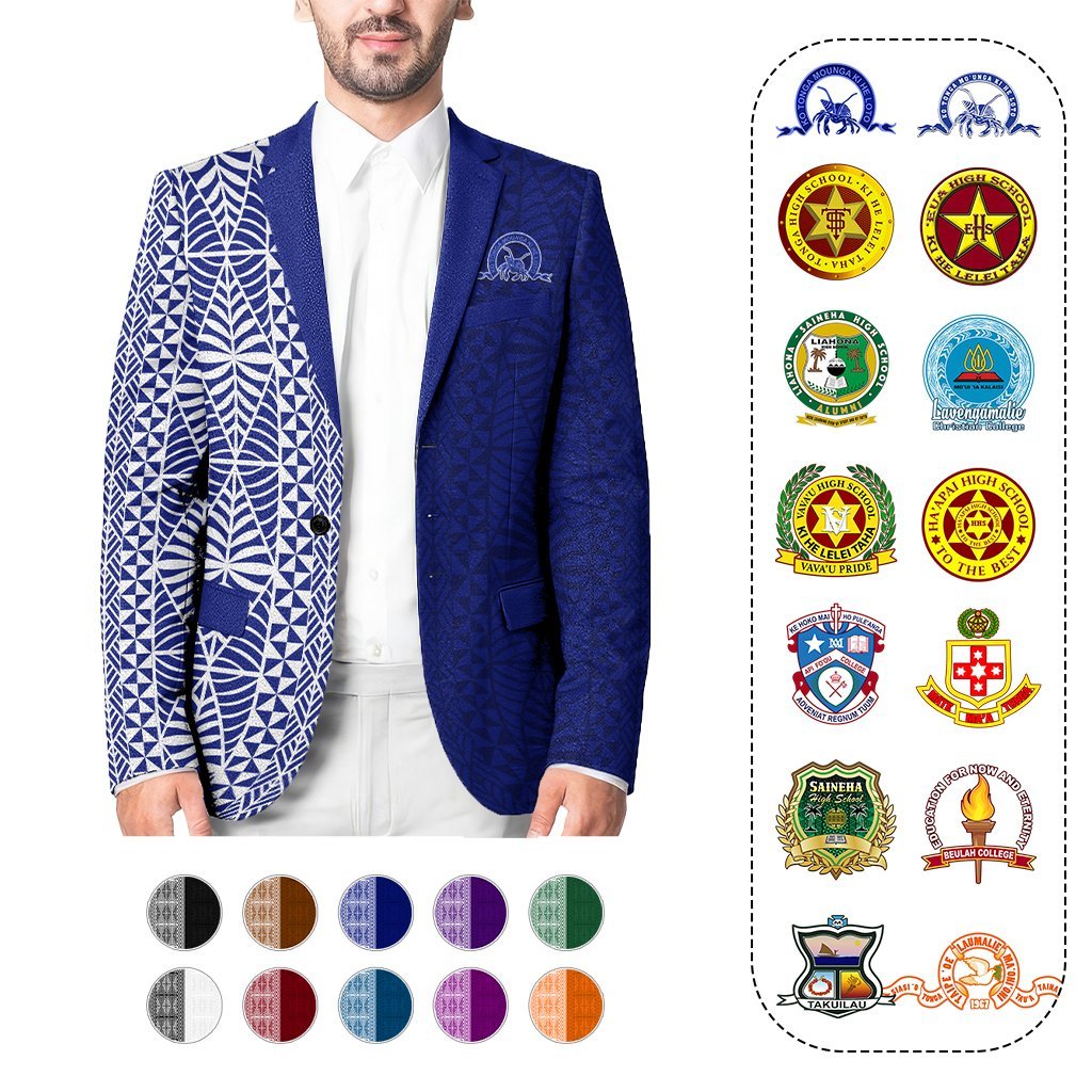 Custom Tonga Schools Blazer Tongan Schools Logo Simple Style CTM05 Unisex Multicolor - Polynesian Pride