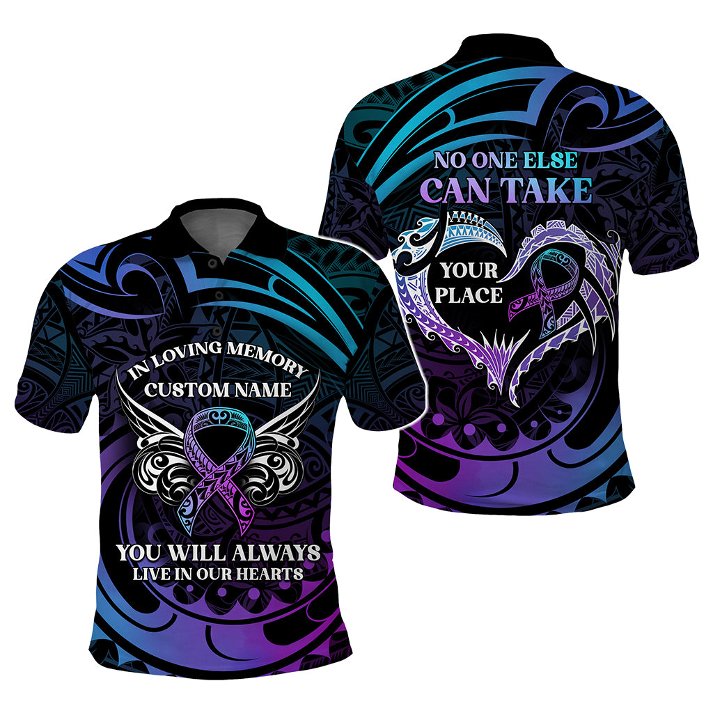 Custom Suicide Prevention Awareness Memorial Polo Shirt In Loving Memory Polynesian Style - Polynesian Pride