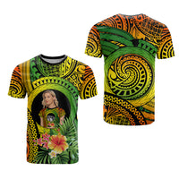 Custom Photo Polynesian Tribal T Shirt with Tropical Flower