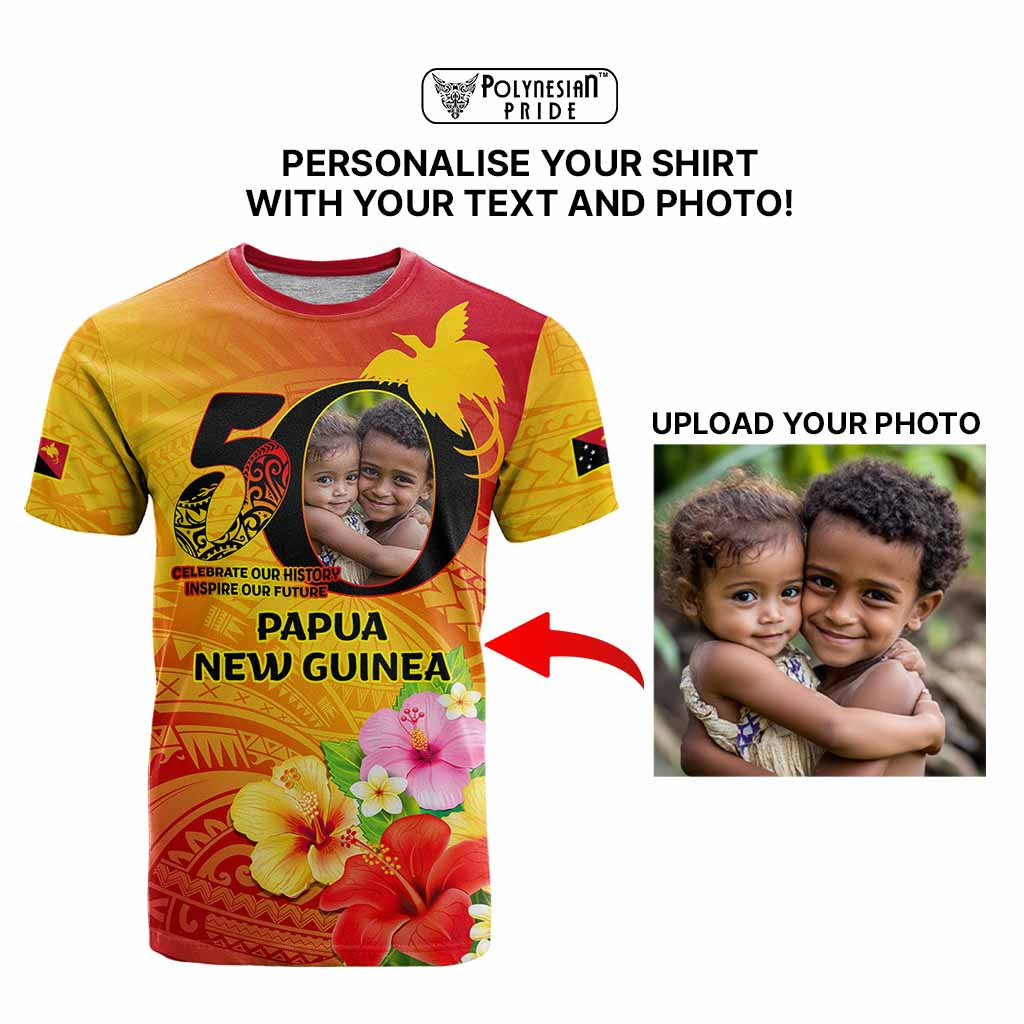 Custom Photo Papua New Guinea 50th Years T Shirt Hapi De bilong Indipendens Papua Niugini