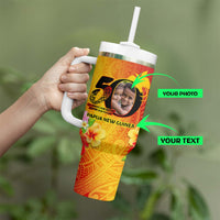 Custom Photo Papua New Guinea 50th Years Tumbler With Handle Hapi De bilong Indipendens Papua Niugini CTM09
