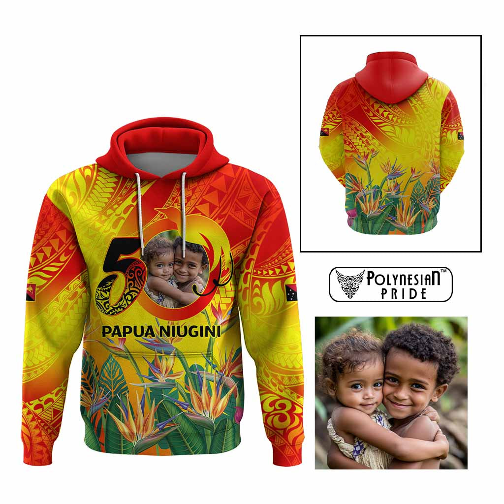 Custom Photo Papua Niugini Hapi 50th Indipendens Hoodie Year of PNG 1975-2025