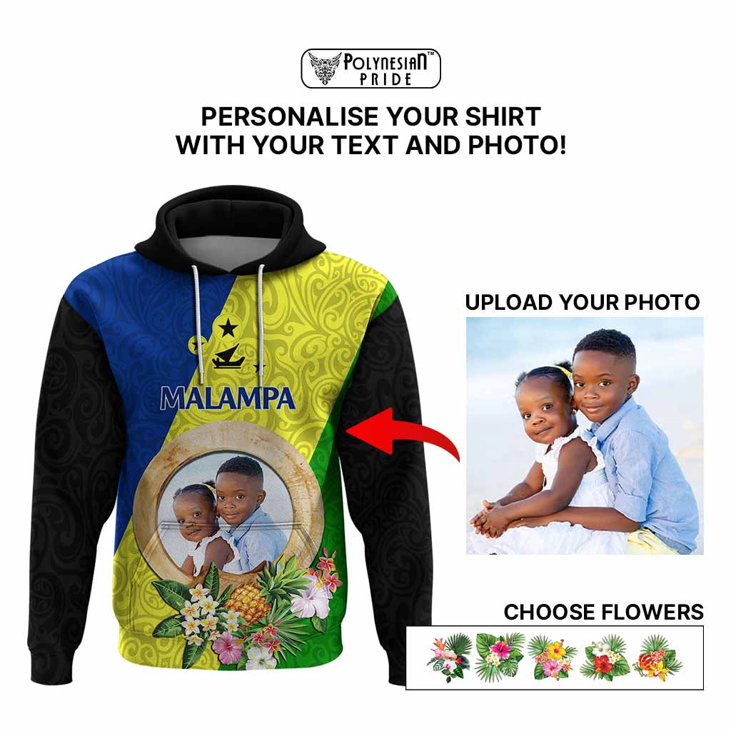 Malampa Province Custom Hoodie With Photo Vanuatuan Boar's Tusk Flag Multicolored