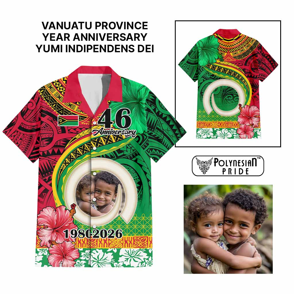 Custom Photo Vanuatu Year Anniversary Hawaiian Shirt Yumi Indipendens Dei