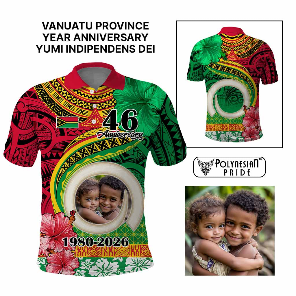 Custom Photo Vanuatu Year Anniversary Polo Shirt Yumi Indipendens Dei