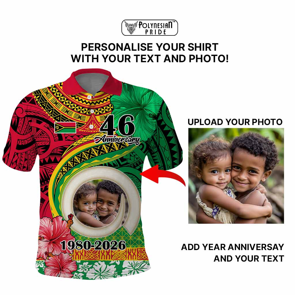 Custom Photo Vanuatu Year Anniversary Polo Shirt Yumi Indipendens Dei