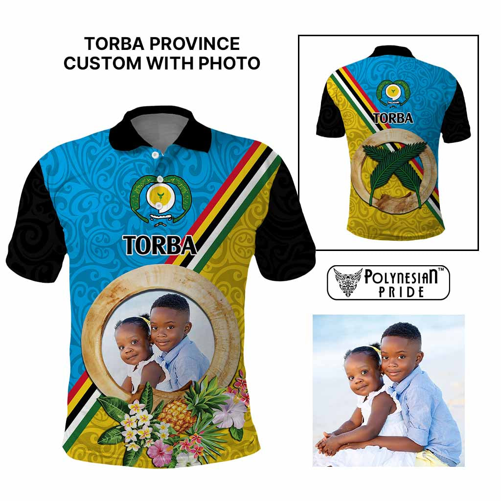 Torba Province Custom Polo Shirt With Photo Vanuatuan Boar's Tusk Flag Multicolored