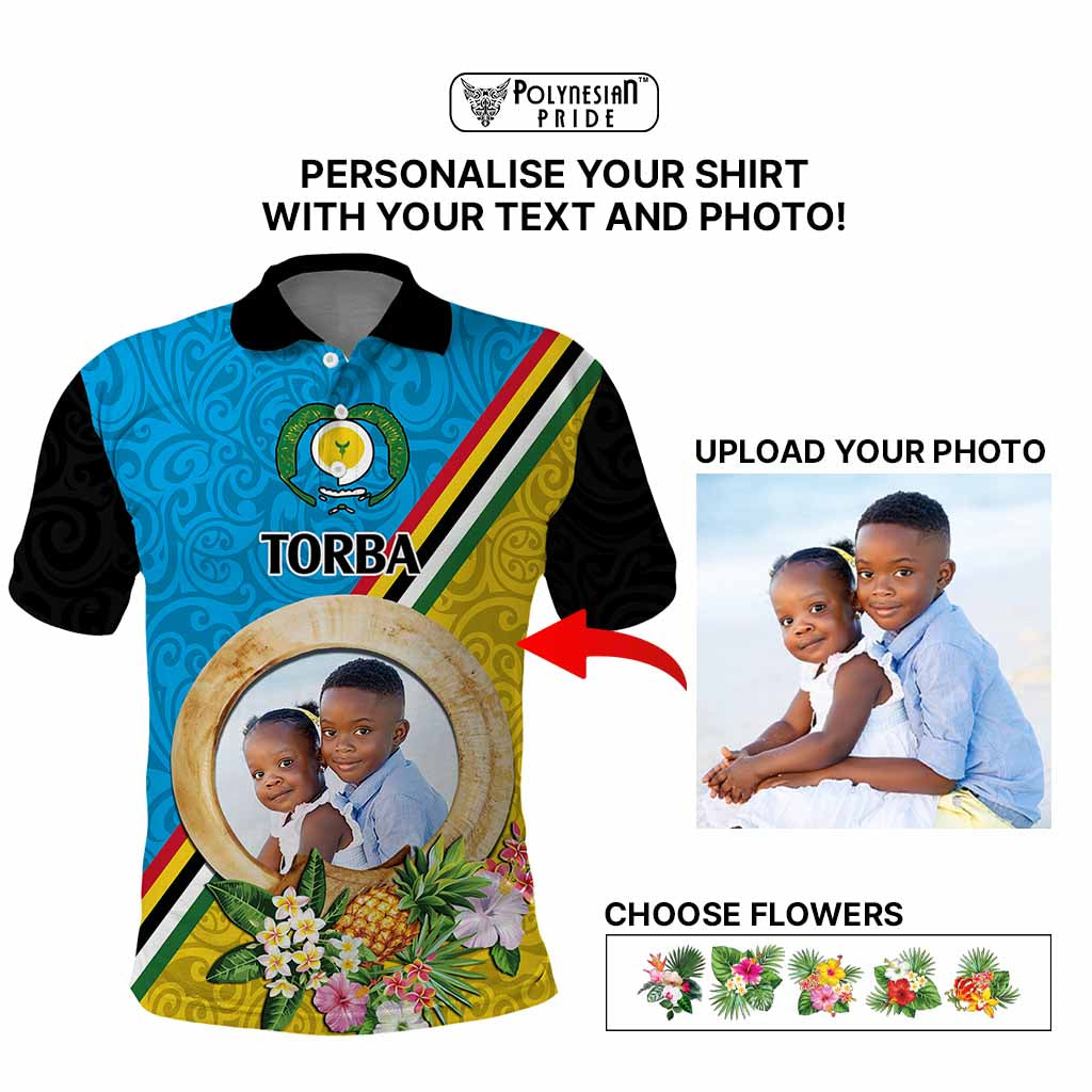 Torba Province Custom Polo Shirt With Photo Vanuatuan Boar's Tusk Flag Multicolored