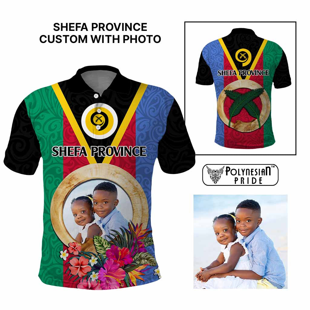 Shefa Province Custom Polo Shirt With Photo Vanuatuan Boar's Tusk Flag Multicolored CTM09