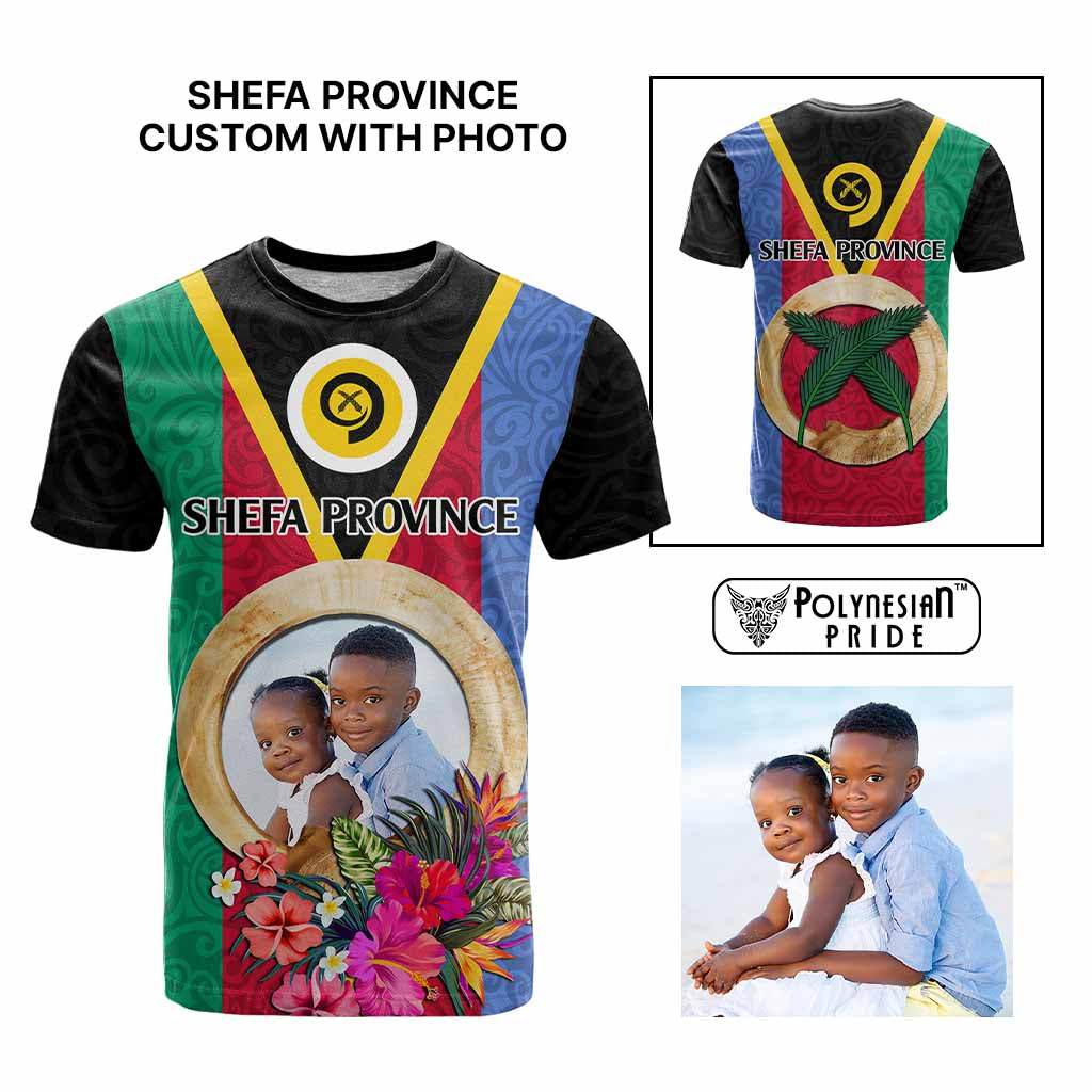 Shefa Province Custom T Shirt With Photo Vanuatuan Boar's Tusk Flag Multicolored